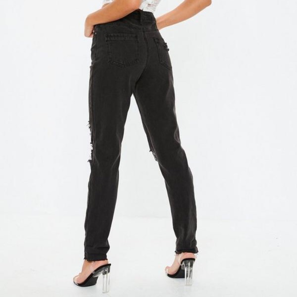 RIOT ‘rigid high-rise’ distressed black jeans